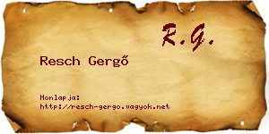 Resch Gergő névjegykártya
